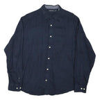 NAUTICA Mens Navy Blue Shirt M Cotton Blend Long Sleeve Casual