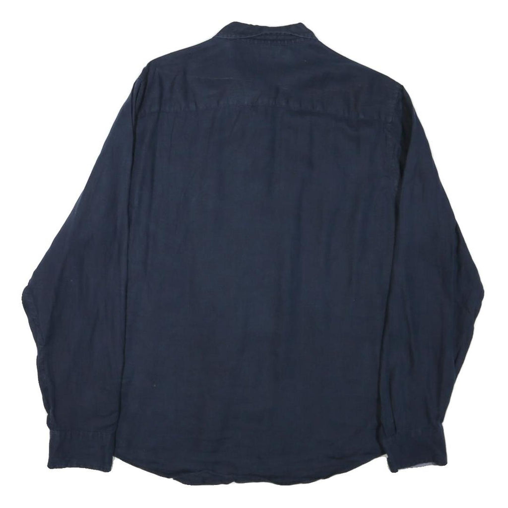 NAUTICA Mens Navy Blue Shirt M Cotton Blend Long Sleeve Casual