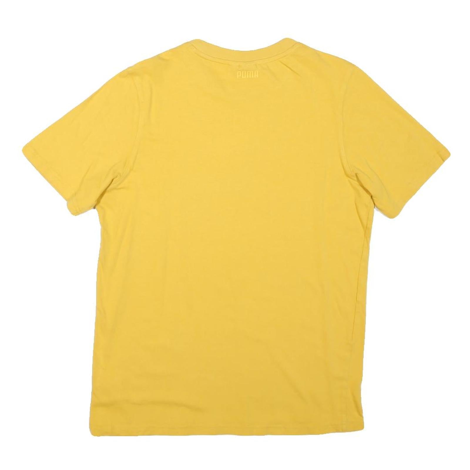 PUMA Mens Yellow Graphic Print T-Shirt M Short Sleeve Crew Neck Cotton Blend
