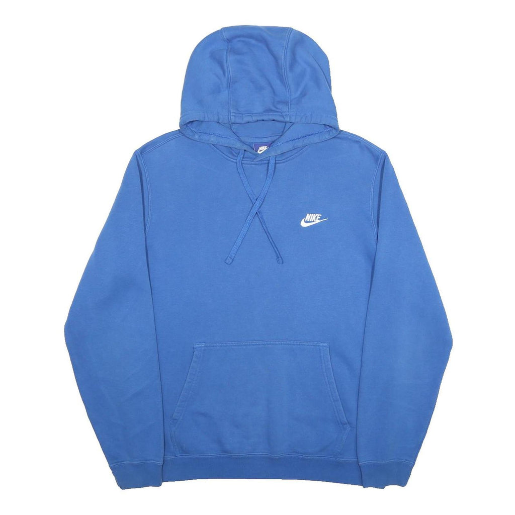 NIKE Mens Blue Hoodie M Cotton Blend Pullover Drawstring Sweatshirt