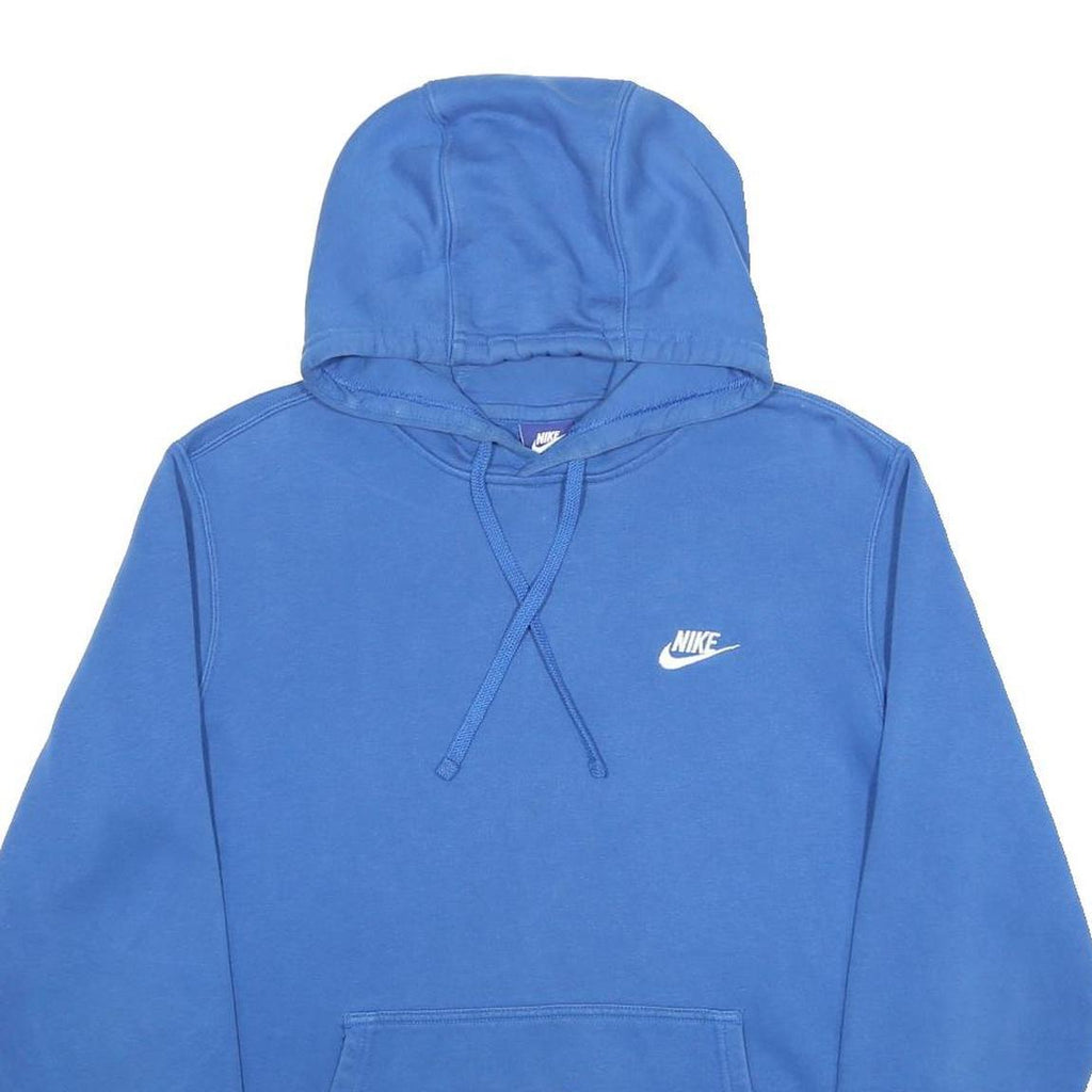 NIKE Mens Blue Hoodie M Cotton Blend Pullover Drawstring Sweatshirt