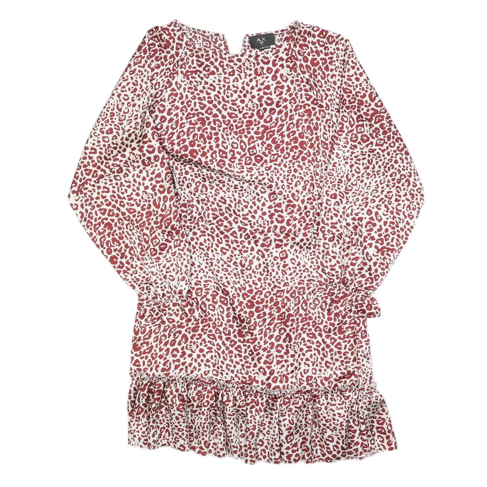 AX PARIS Womens Red & White Animal Print Day Dress Polyester Blend Long Sleeve