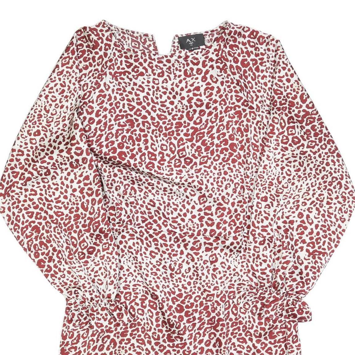 AX PARIS Womens Red & White Animal Print Day Dress Polyester Blend Long Sleeve