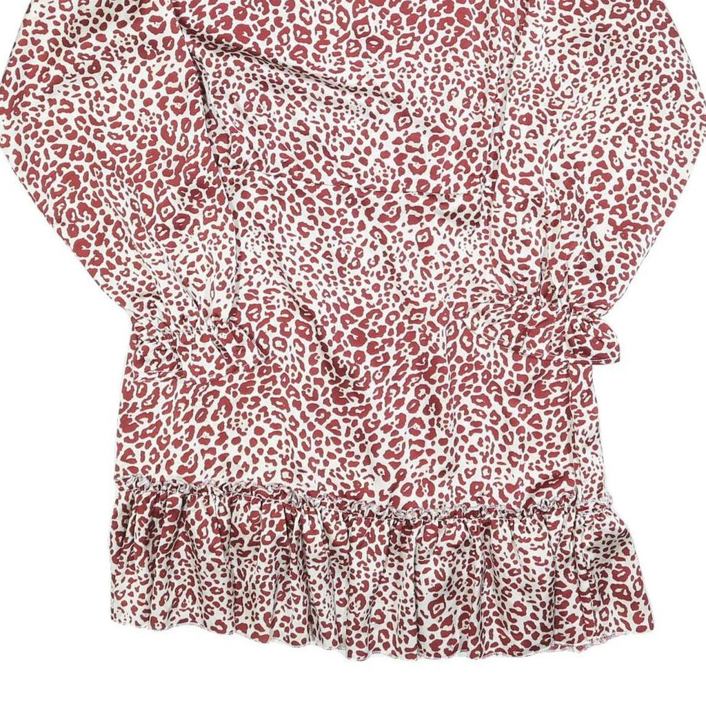 AX PARIS Womens Red & White Animal Print Day Dress Polyester Blend Long Sleeve