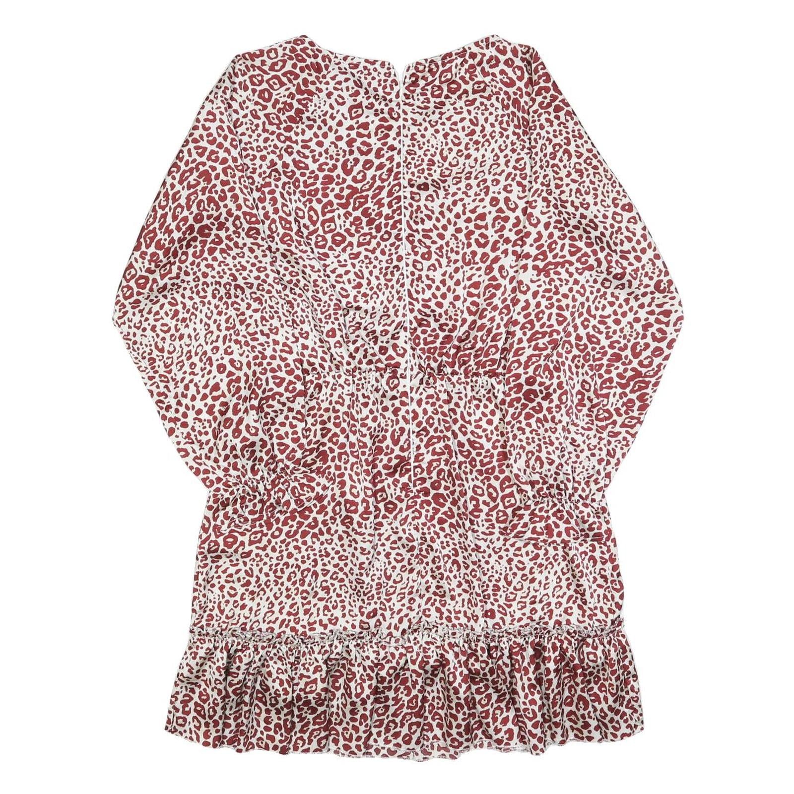 AX PARIS Womens Red & White Animal Print Day Dress Polyester Blend Long Sleeve