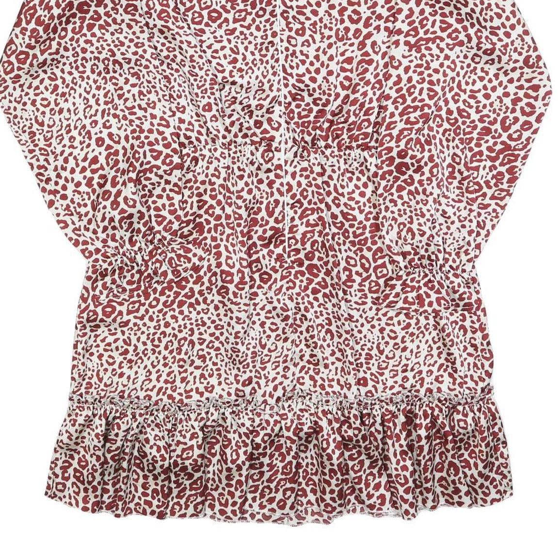 AX PARIS Womens Red & White Animal Print Day Dress Polyester Blend Long Sleeve