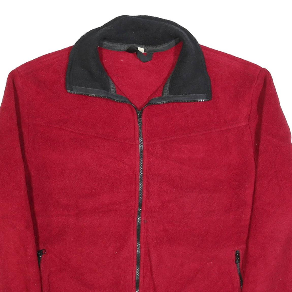 Womens Red Plain Polyester Full Zip Jumper L Casual Comfortable Basic