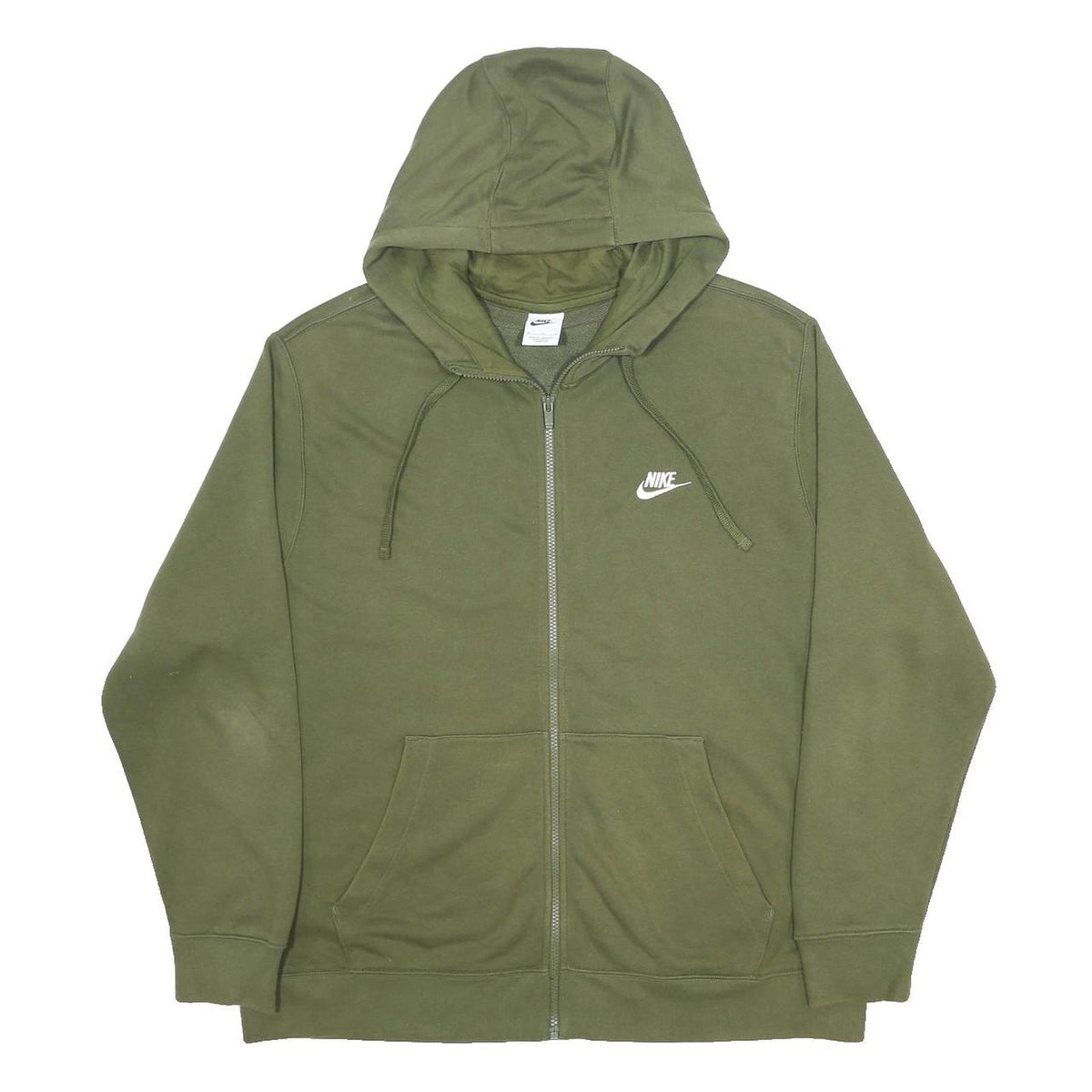 NIKE Mens Green Full Zip Hoodie XL Cotton Blend Casual Sportswear
