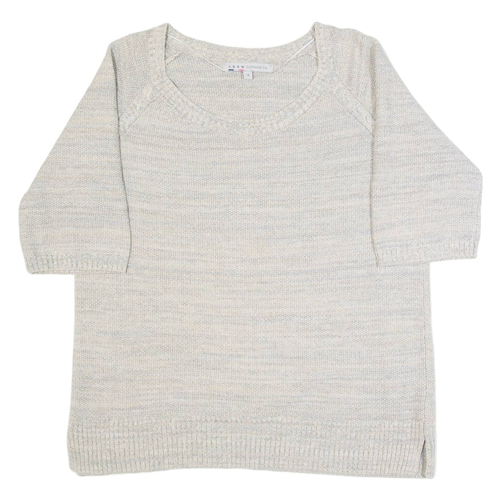 CREW CLOTHING Womens Jumper Grey Tight Knit Short Sleeve UK 14