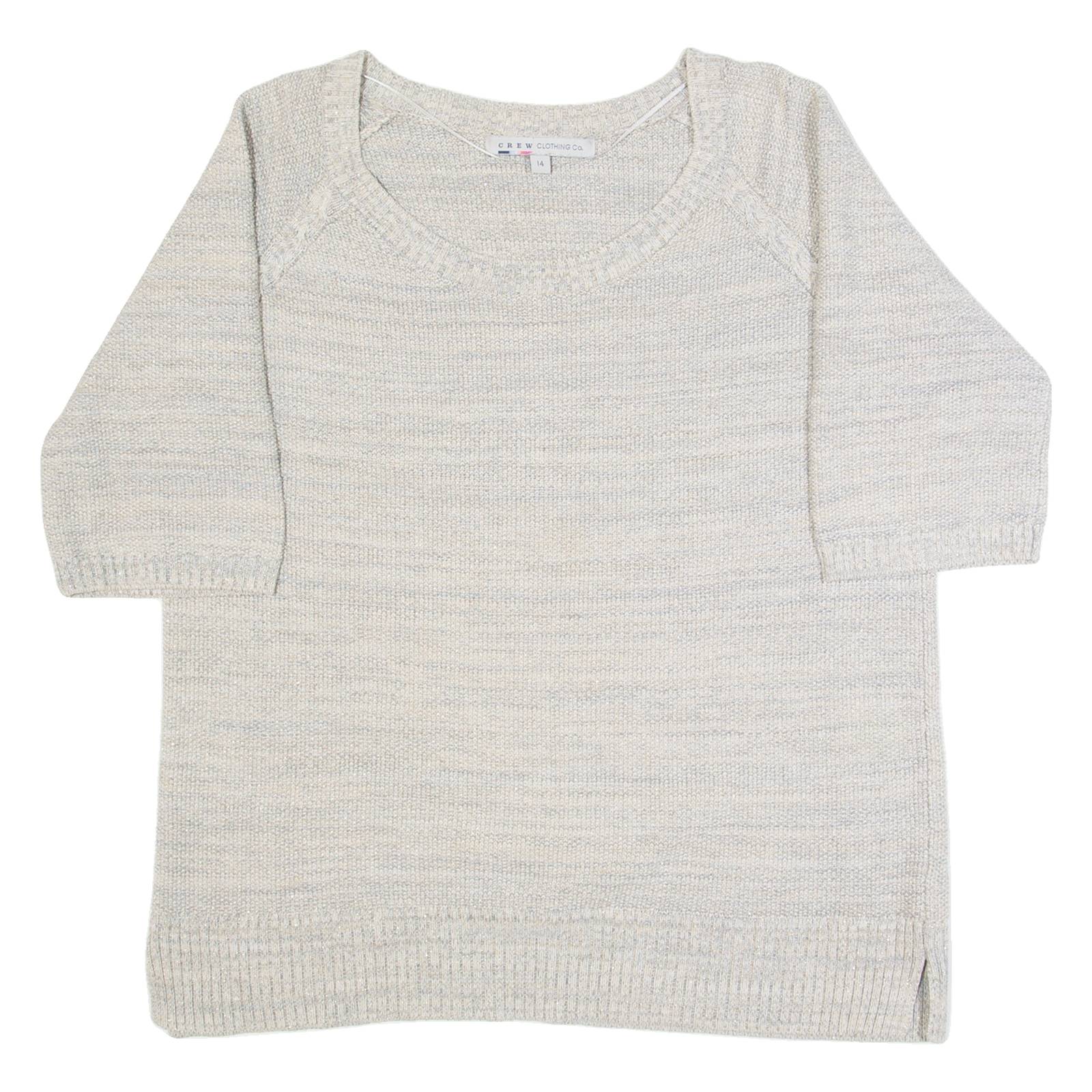 CREW CLOTHING Womens Jumper Grey Tight Knit Short Sleeve UK 14