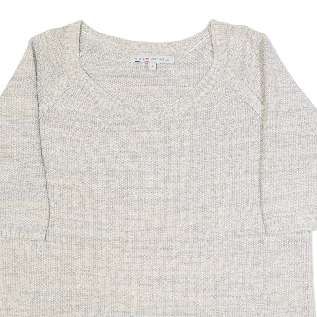 CREW CLOTHING Womens Jumper Grey Tight Knit Short Sleeve UK 14