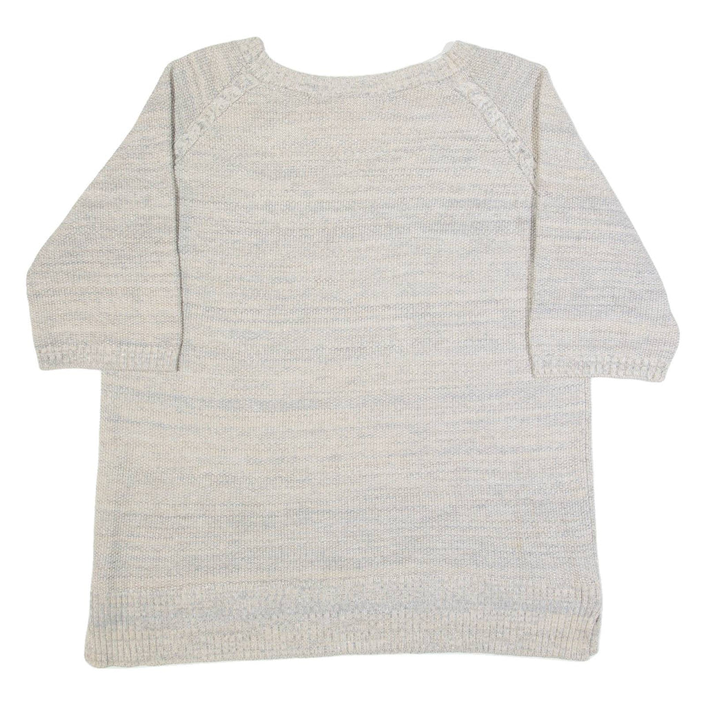 CREW CLOTHING Womens Jumper Grey Tight Knit Short Sleeve UK 14