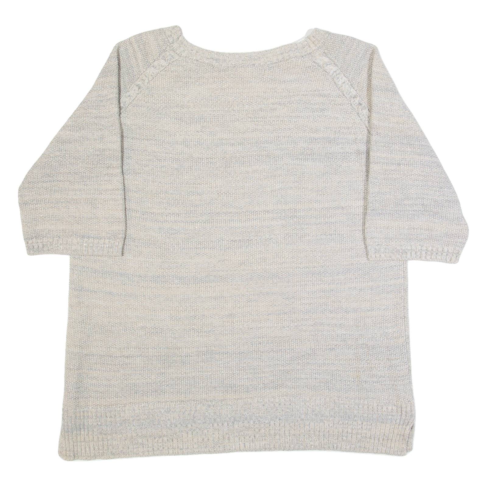 CREW CLOTHING Womens Jumper Grey Tight Knit Short Sleeve UK 14