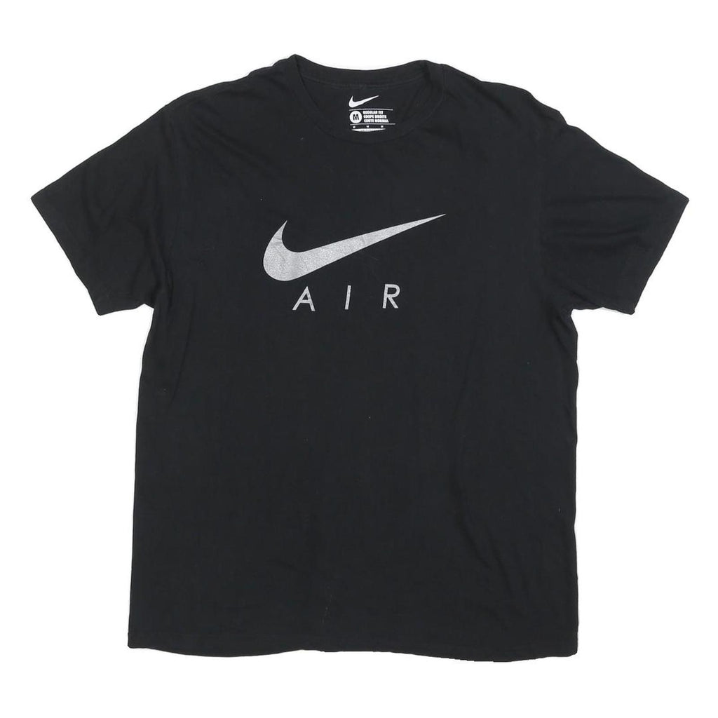 NIKE Mens Black & Silver Modern T-Shirt M Short Sleeve Crew Neck Logo Print