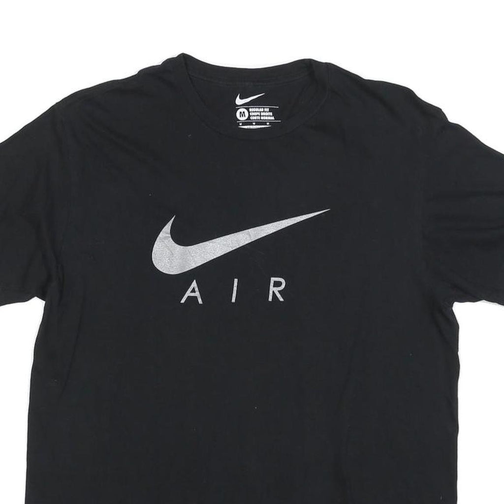 NIKE Mens Black & Silver Modern T-Shirt M Short Sleeve Crew Neck Logo Print