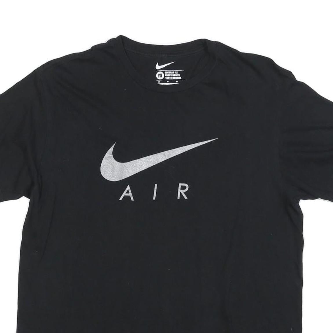NIKE Mens Black & Silver Modern T-Shirt M Short Sleeve Crew Neck Logo Print