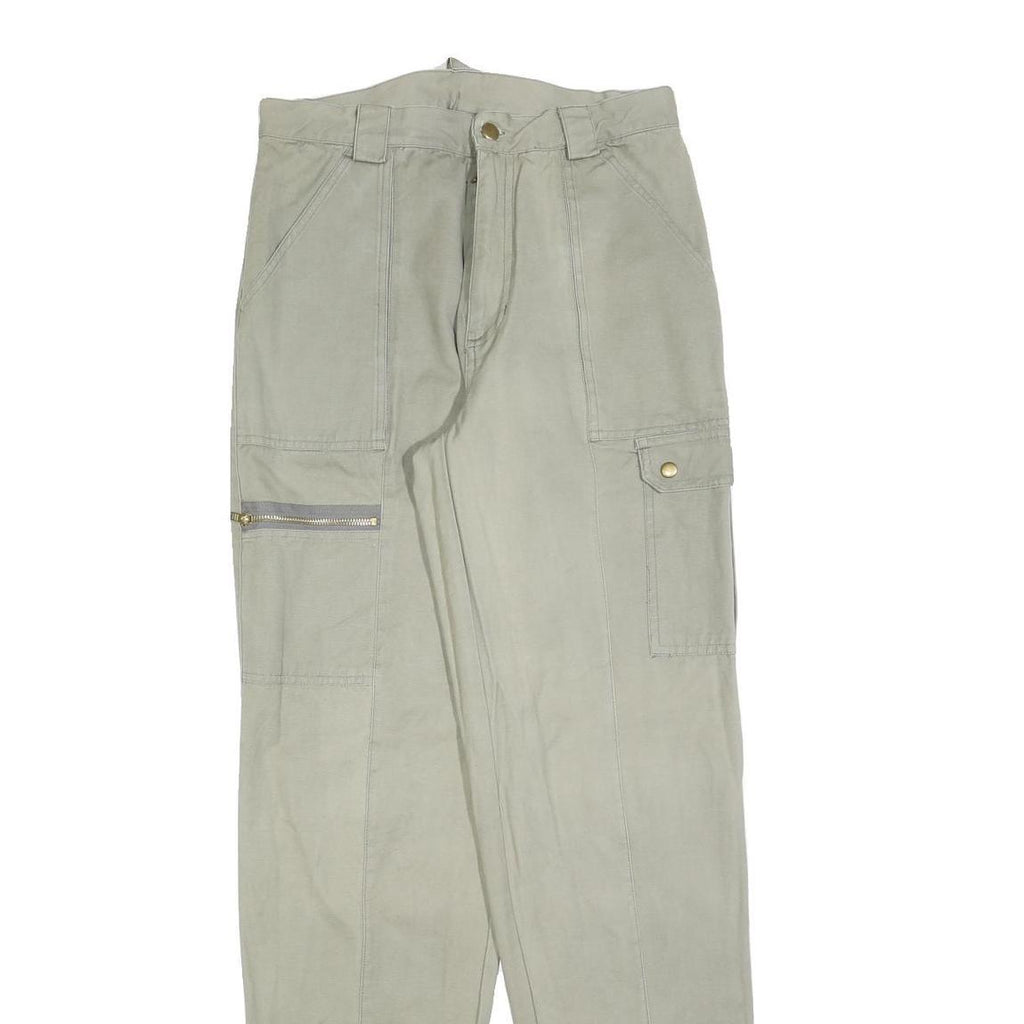 Mens Beige Cotton Regular Cargo Trousers W30 L34 Zip Closure