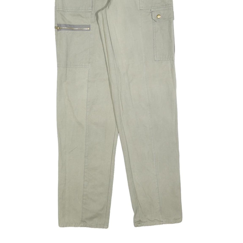 Mens Beige Cotton Regular Cargo Trousers W30 L34 Zip Closure