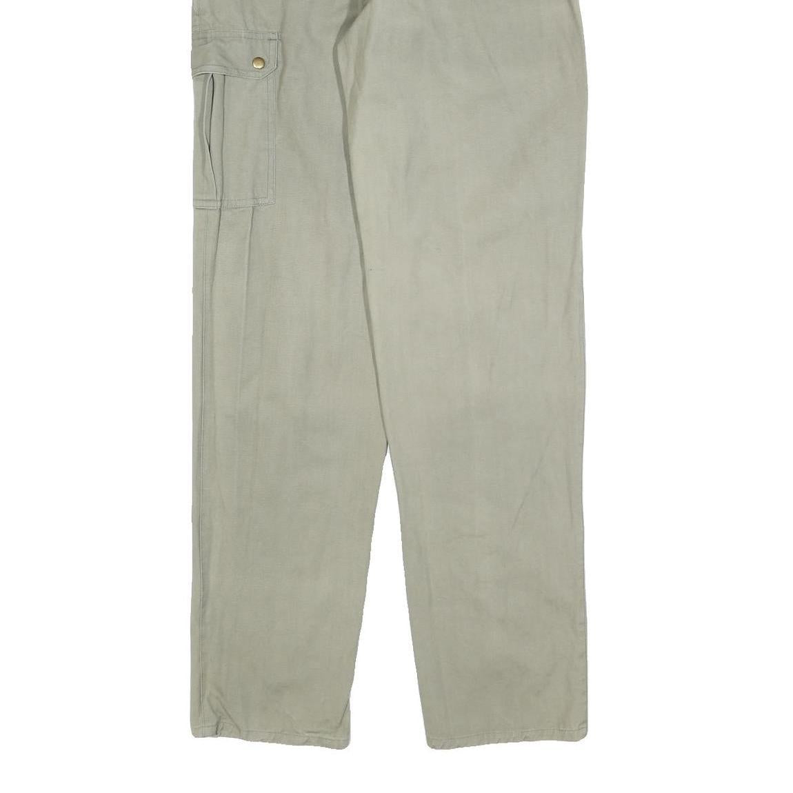 Mens Beige Cotton Regular Cargo Trousers W30 L34 Zip Closure