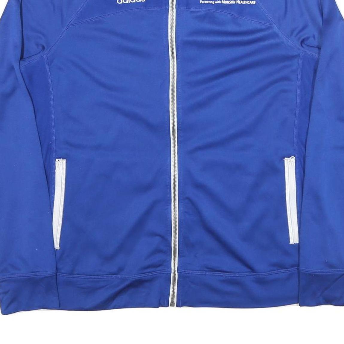 ADIDAS Mens Blue & White Track Jacket L Polyester Blend Zip Climacool Sport