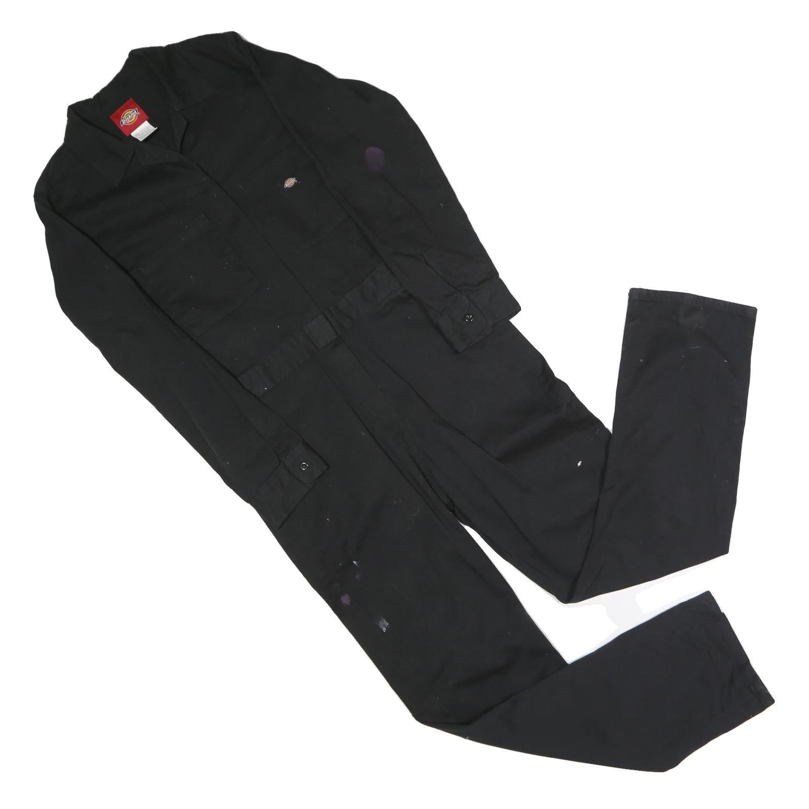 DICKIES Mens Black Polyester Blend Dungarees M Workwear Classic Fit Utility