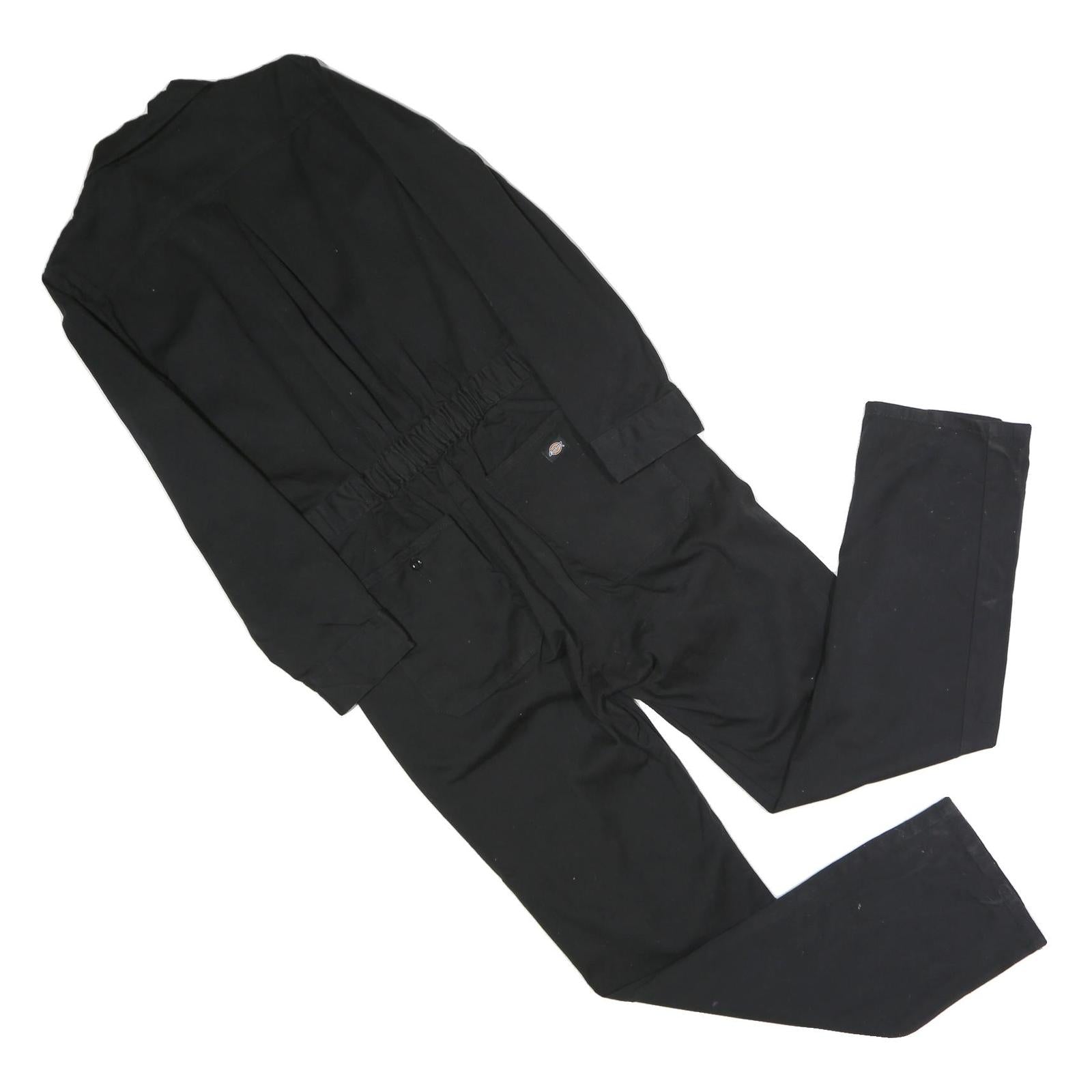 DICKIES Mens Black Polyester Blend Dungarees M Workwear Classic Fit Utility