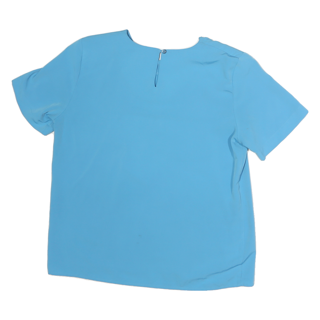 NOTIONS Womens Blue Basic Top Short Sleeve Round Neck Plain S Lightweight