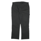 DICKIES Mens Cotton Blend Black Relaxed Straight Trousers W36 L29 Workwear Zip