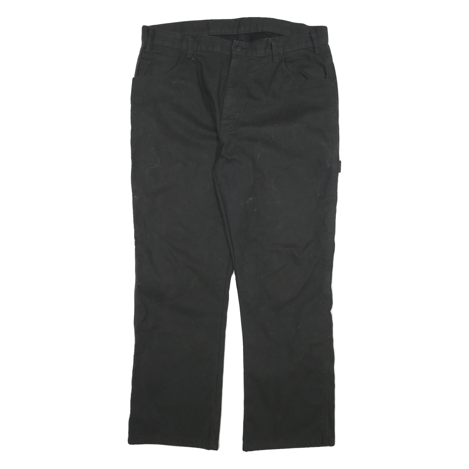 DICKIES Mens Cotton Blend Black Relaxed Straight Trousers W36 L29 Workwear Zip