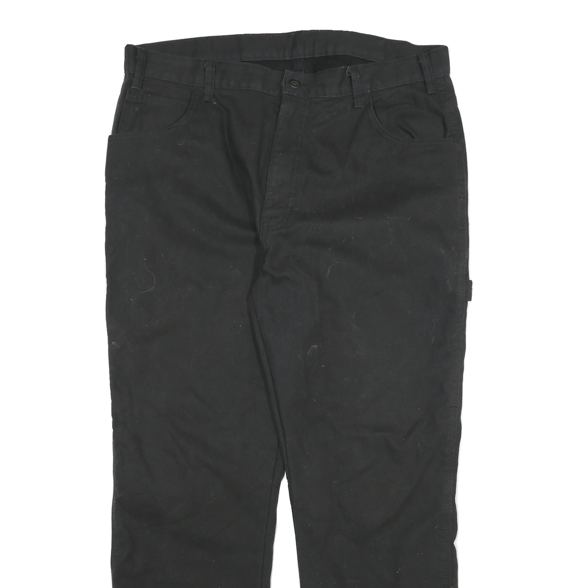 DICKIES Mens Cotton Blend Black Relaxed Straight Trousers W36 L29 Workwear Zip