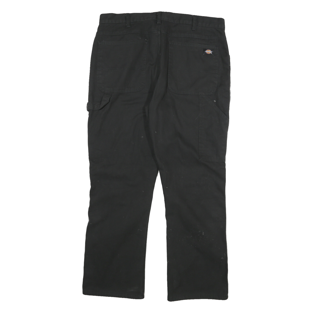 DICKIES Mens Cotton Blend Black Relaxed Straight Trousers W36 L29 Workwear Zip