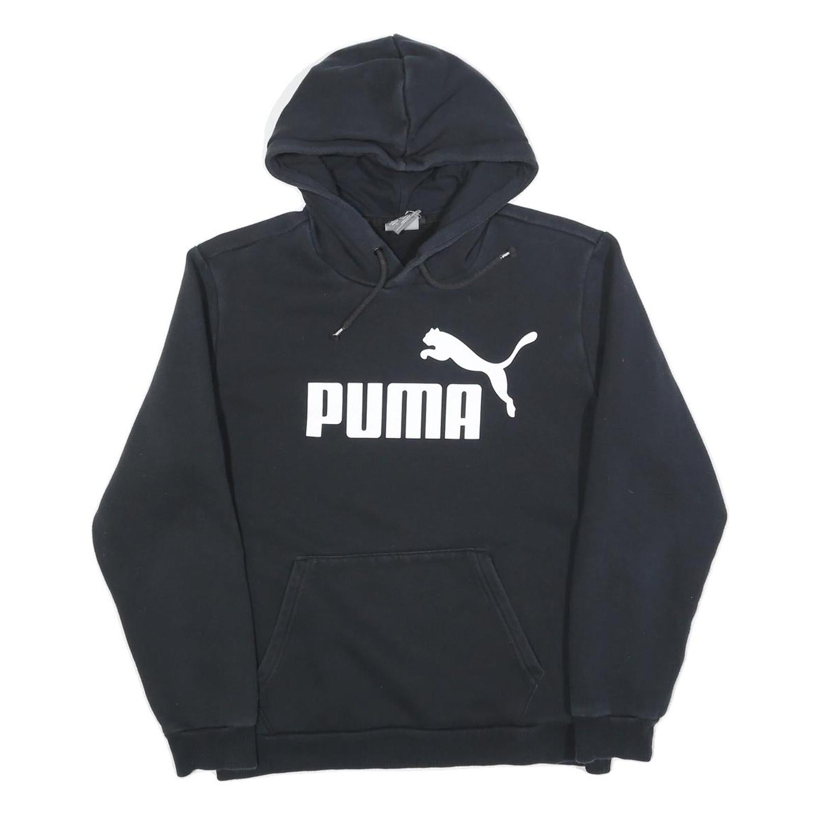 PUMA Mens Black Hoodie S Cotton Blend Pullover Casual Sportswear