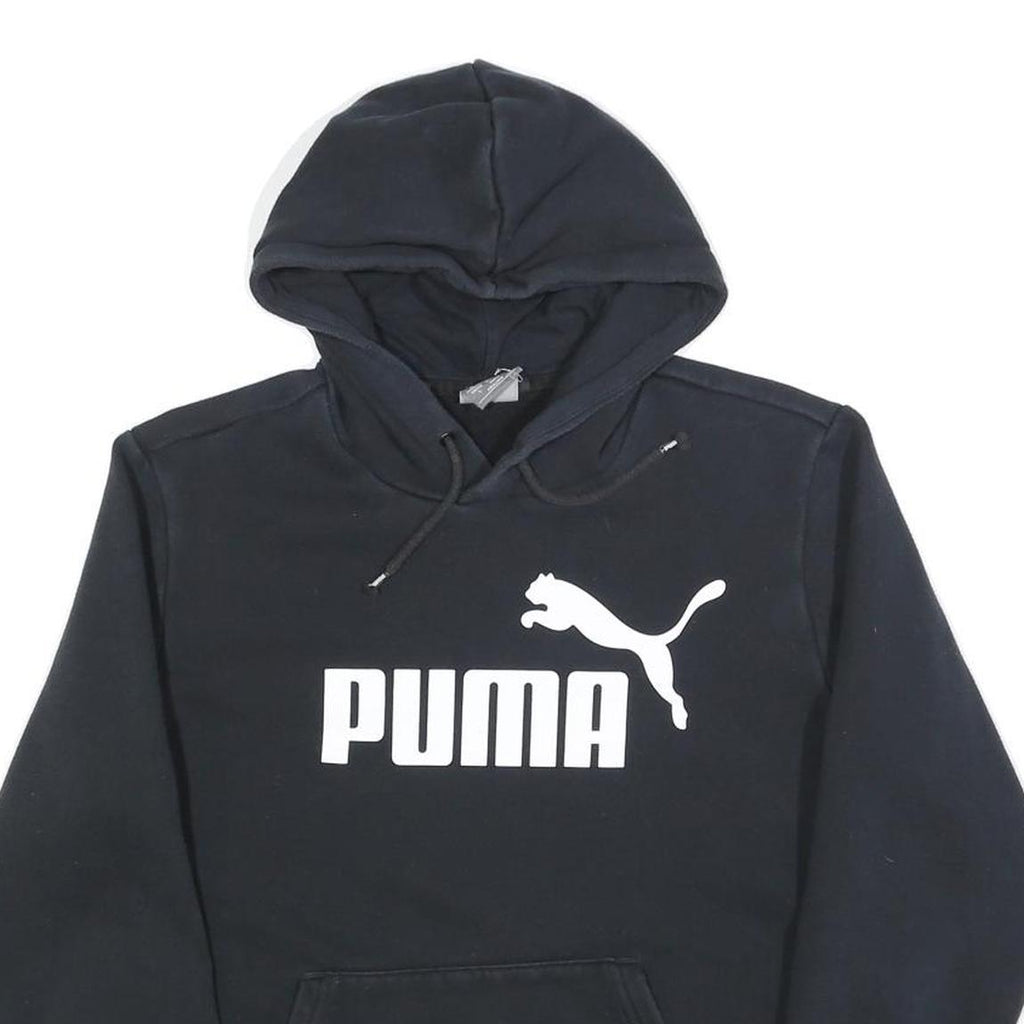 PUMA Mens Black Hoodie S Cotton Blend Pullover Casual Sportswear
