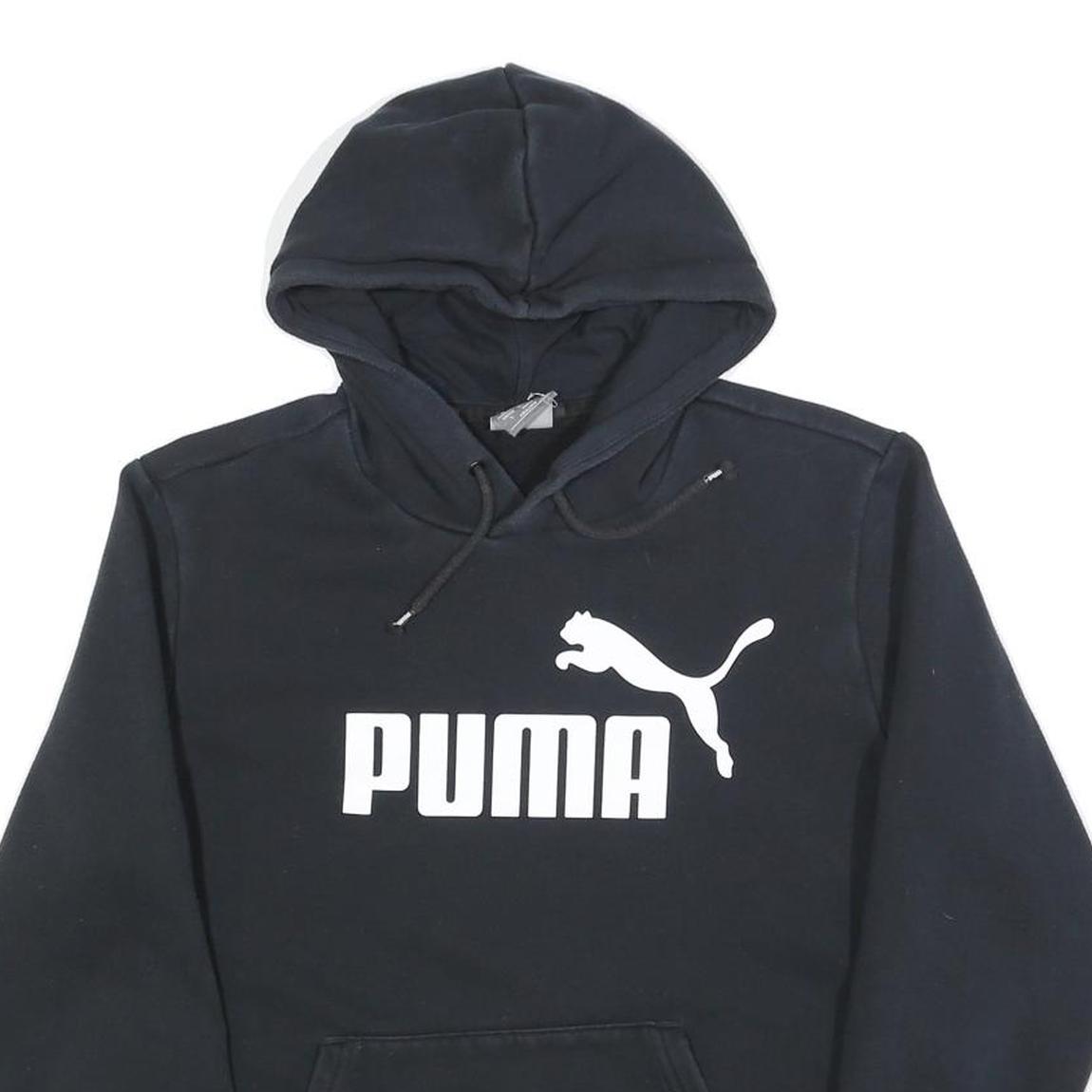 PUMA Mens Black Hoodie S Cotton Blend Pullover Casual Sportswear