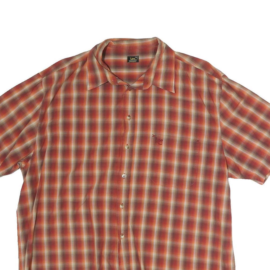 LEE Mens Red & Cream Check Shirt XL Casual Cotton Short Sleeve