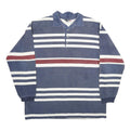 ONEWAY Mens Blue & Red Striped Long Sleeve Polo Shirt L Cotton Casual