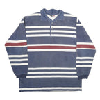 ONEWAY Mens Blue & Red Striped Long Sleeve Polo Shirt L Cotton Casual