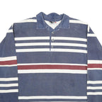 ONEWAY Mens Blue & Red Striped Long Sleeve Polo Shirt L Cotton Casual