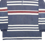 ONEWAY Mens Blue & Red Striped Long Sleeve Polo Shirt L Cotton Casual