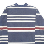 ONEWAY Mens Blue & Red Striped Long Sleeve Polo Shirt L Cotton Casual