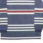 ONEWAY Mens Blue & Red Striped Long Sleeve Polo Shirt L Cotton Casual