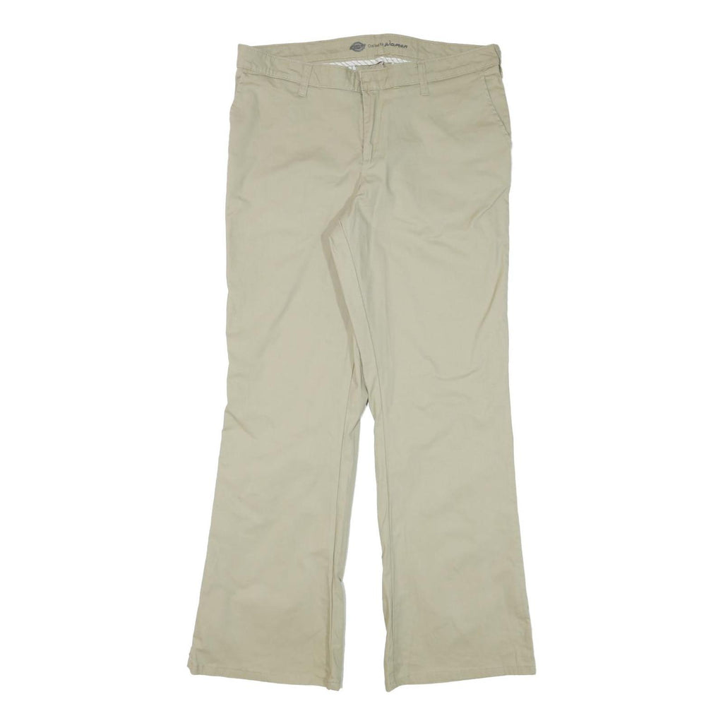 DICKIES Womens Regular Fit Beige Cotton Blend Zip Trousers W34 L31 Workwear