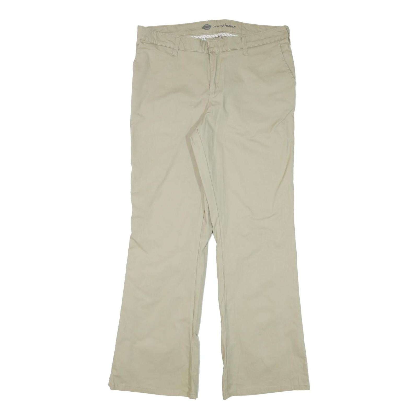 DICKIES Womens Regular Fit Beige Cotton Blend Zip Trousers W34 L31 Workwear