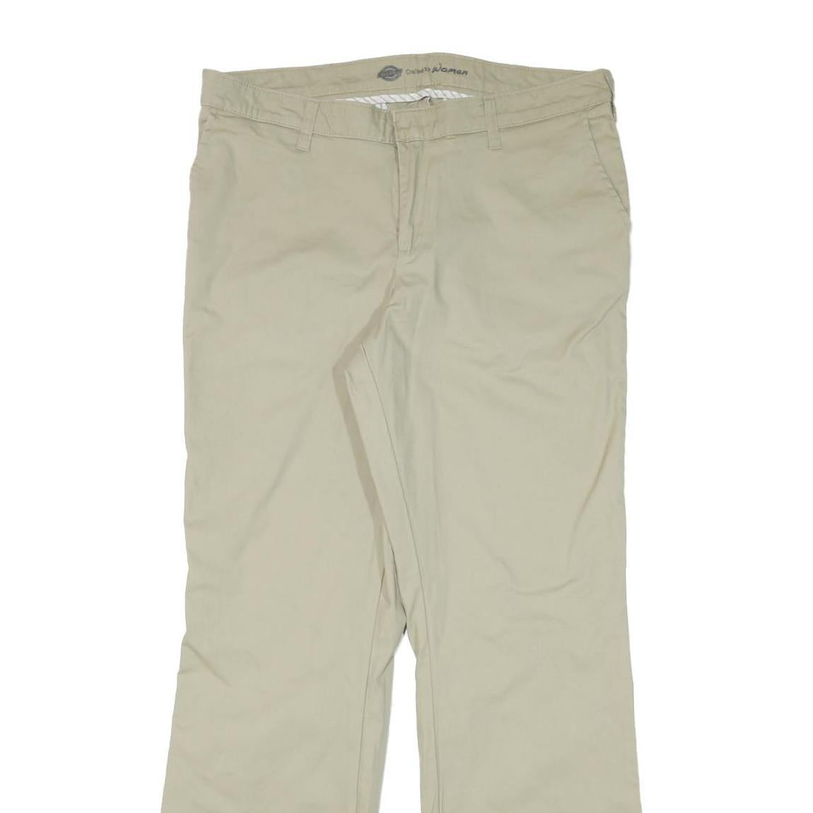 DICKIES Womens Regular Fit Beige Cotton Blend Zip Trousers W34 L31 Workwear