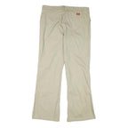 DICKIES Womens Regular Fit Beige Cotton Blend Zip Trousers W34 L31 Workwear