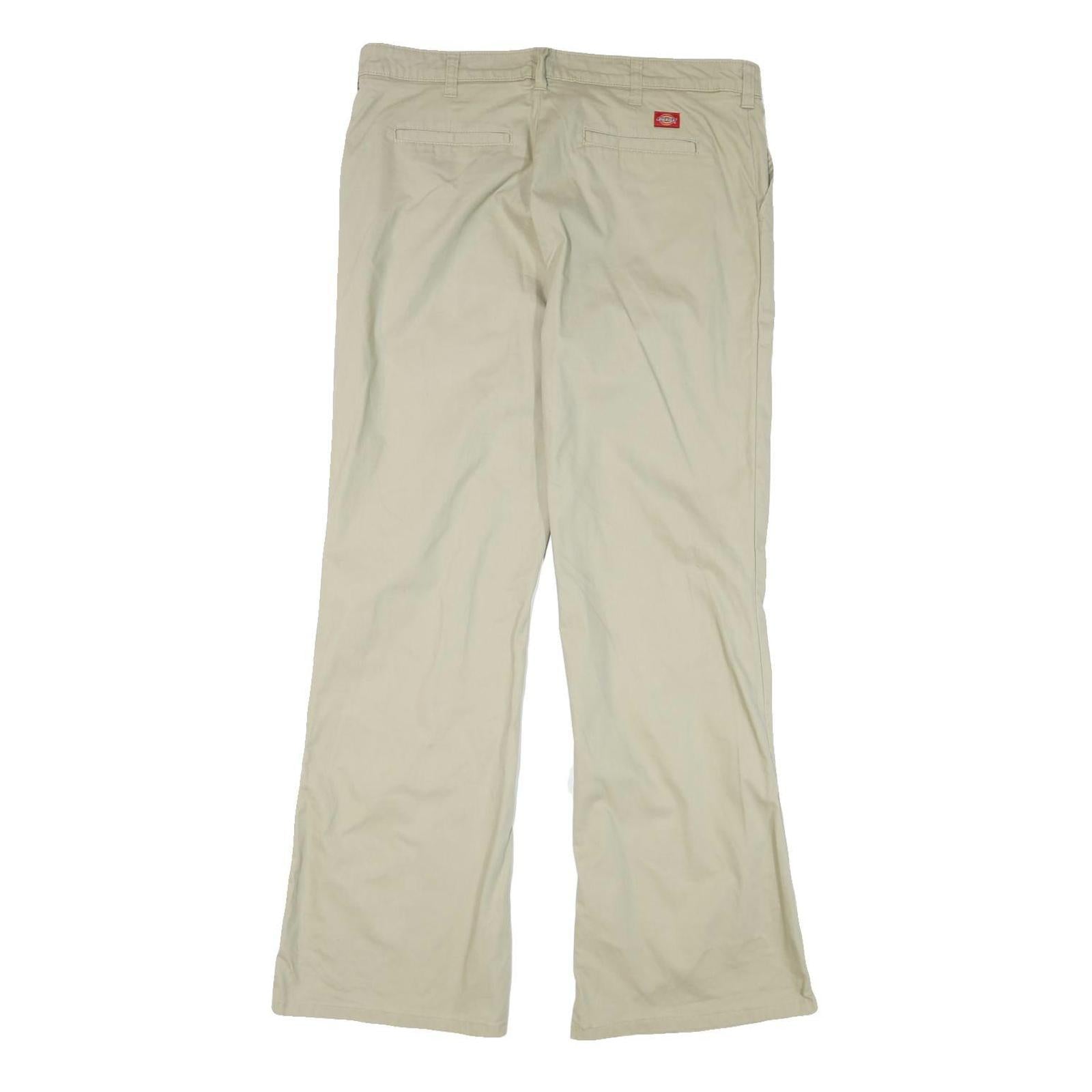 DICKIES Womens Regular Fit Beige Cotton Blend Zip Trousers W34 L31 Workwear