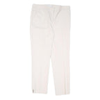 REISS Womens Cotton Slim Cream Trousers W32 L29 Tailored Zip Closure