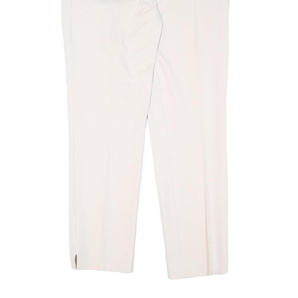 REISS Womens Cotton Slim Cream Trousers W32 L29 Tailored Zip Closure