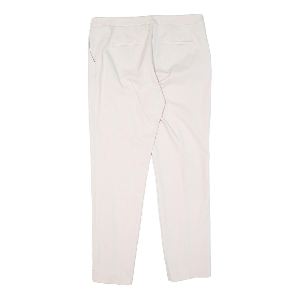 REISS Womens Cotton Slim Cream Trousers W32 L29 Tailored Zip Closure