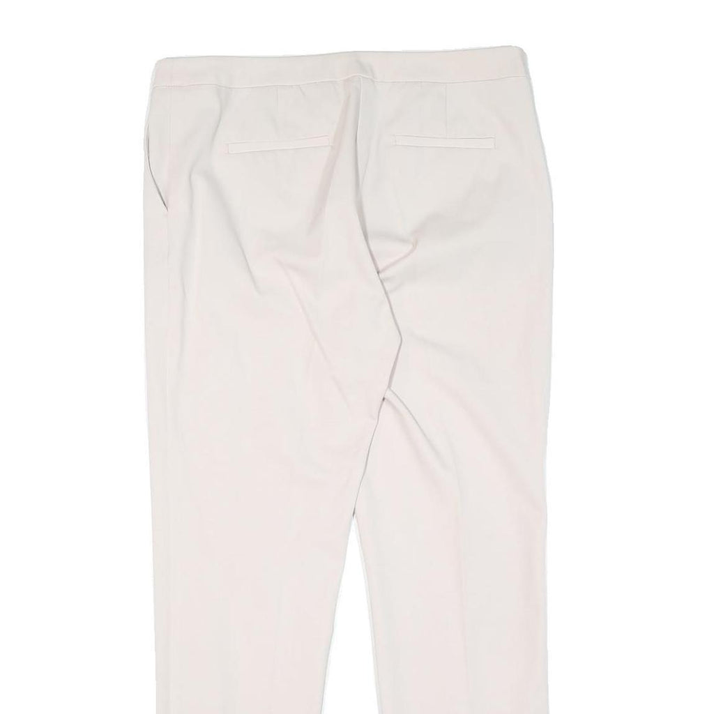 REISS Womens Cotton Slim Cream Trousers W32 L29 Tailored Zip Closure